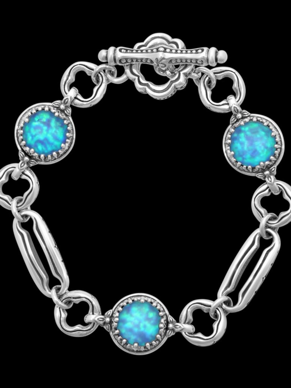Konstantino 925 Sterling Silver Ultra MOP & Opal Doublet Link Bracelet Size 7"